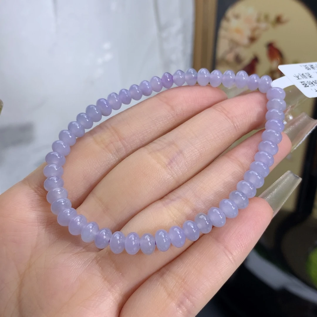 翡翠手链未镶嵌卡5.5冰润胶紫鼓珠