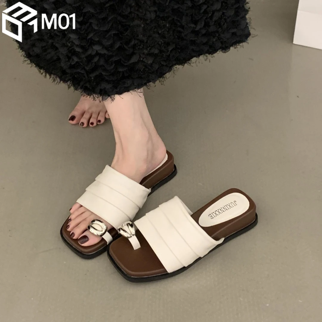 M01法式套趾凉拖鞋女夏2025新款时尚高级感配裙子厚底坡跟一字拖