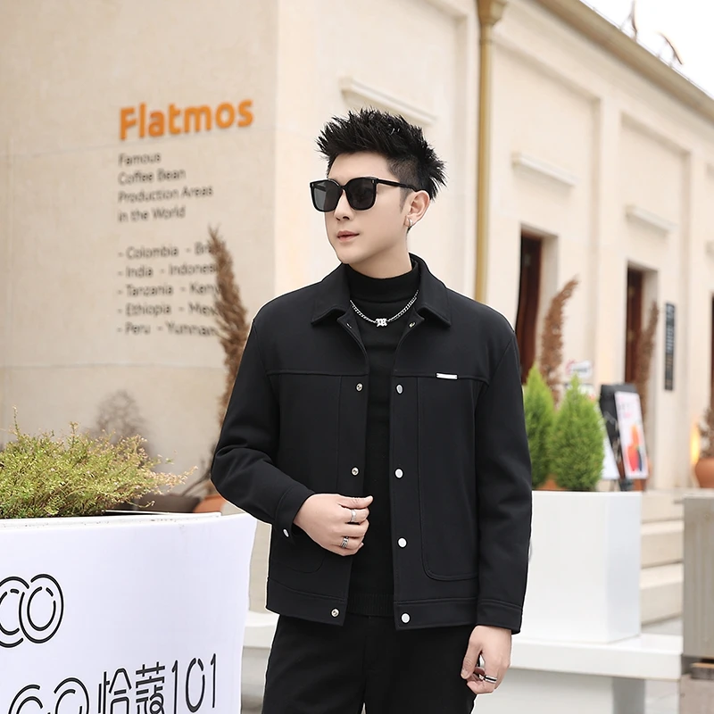 2025冬季男士商务行政夹克羽绒服休闲百搭时尚翻领舒适帅气短款