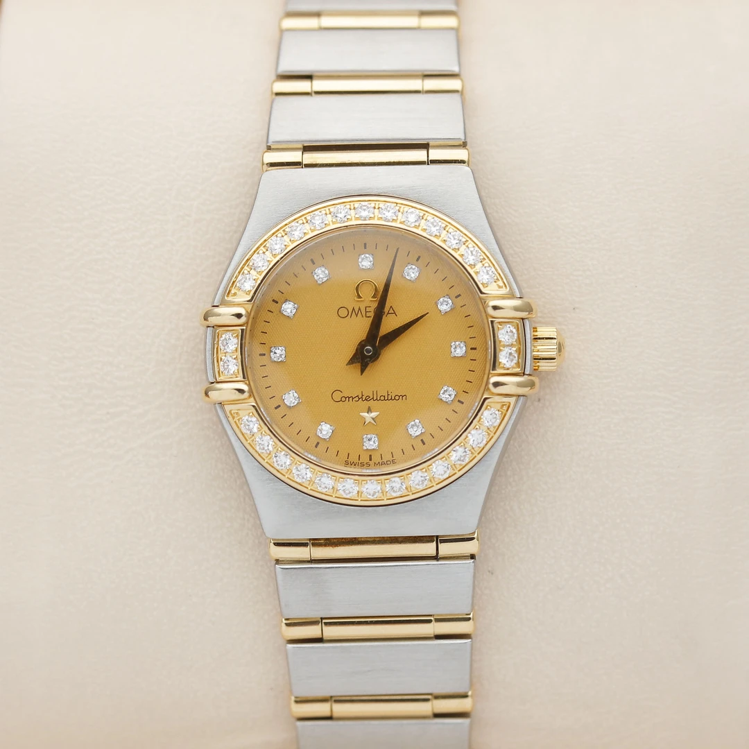 99新 Omega/欧米茄 星座间黄金原钻22.5mm石英机芯女表