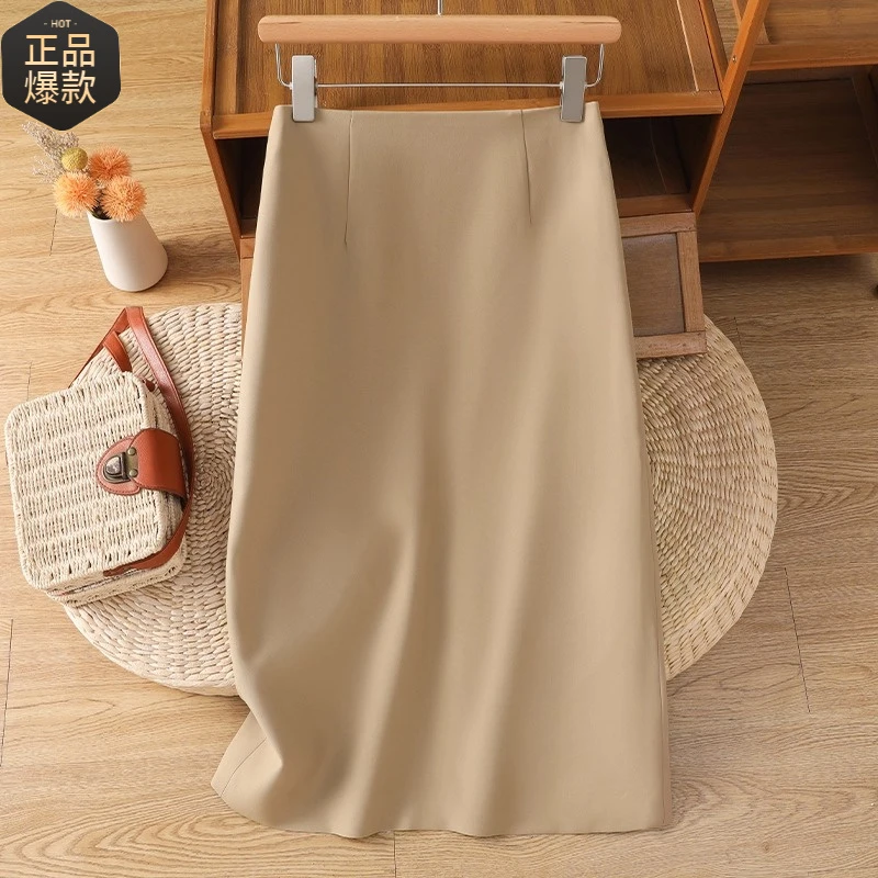 卡其色西装半身裙女夏薄款2025新款显瘦a字包臀裙气质高腰直筒裙