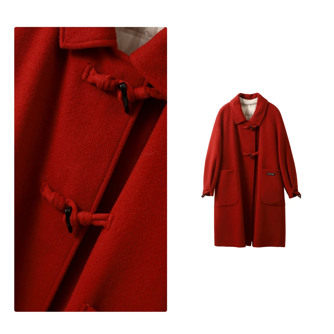 门店21&59！100%羊毛，90白鹅绒~手工制中长保暖毛呢大衣女 M13468