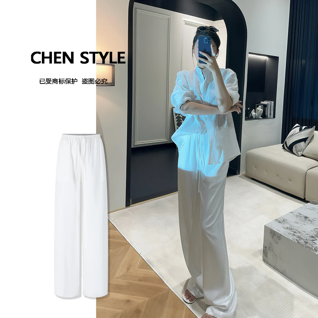 楚楚君【天丝裤】春游松紧腰后双口袋时尚休闲裤K32340