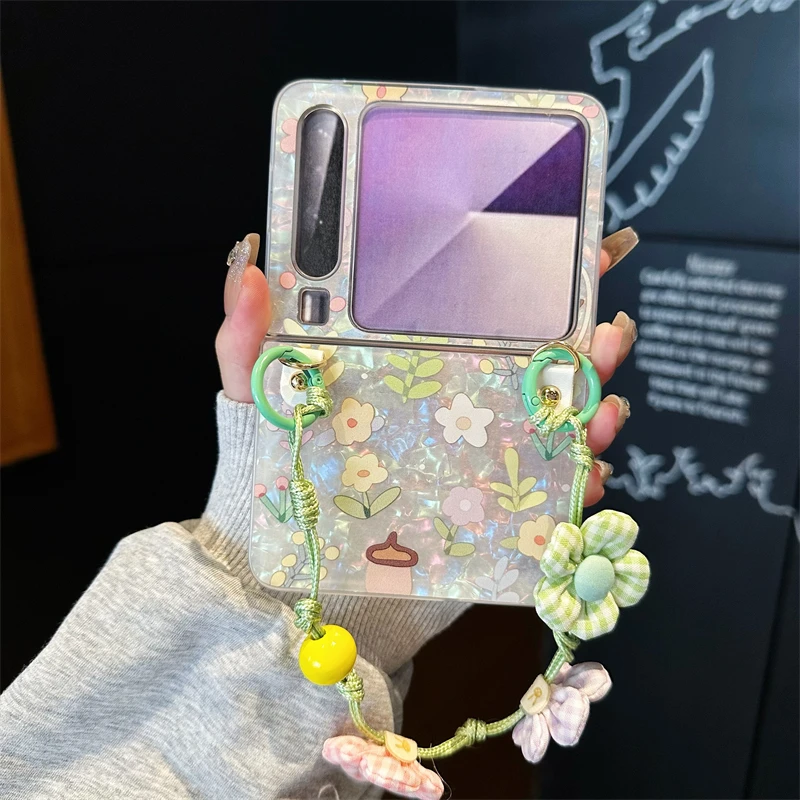 guyo适用清新碎花华为purax折叠手机壳pocket2斜挎绳novaflip手提