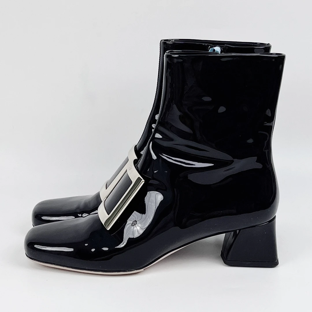 99新 Roger Vivier/罗杰·维威耶 39码 高帮漆皮靴子 lm4103