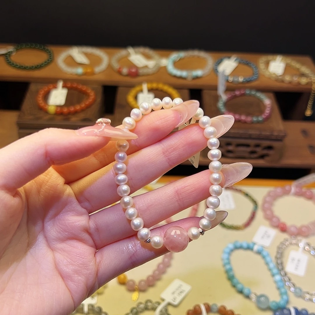 银S925镶嵌手串水晶珍珠8024