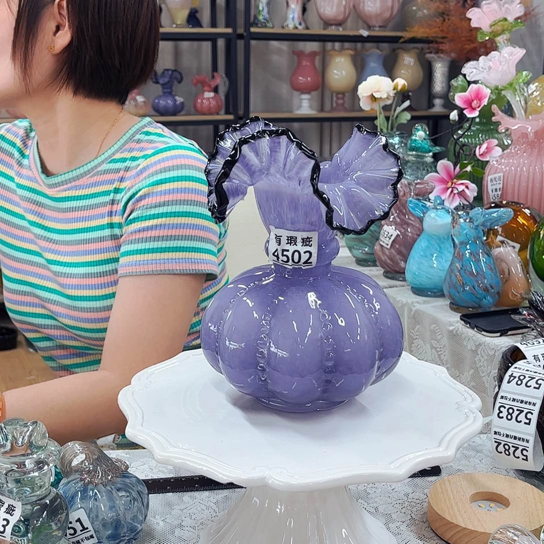 4502芬顿 家悦琉璃花瓶摆件瑕