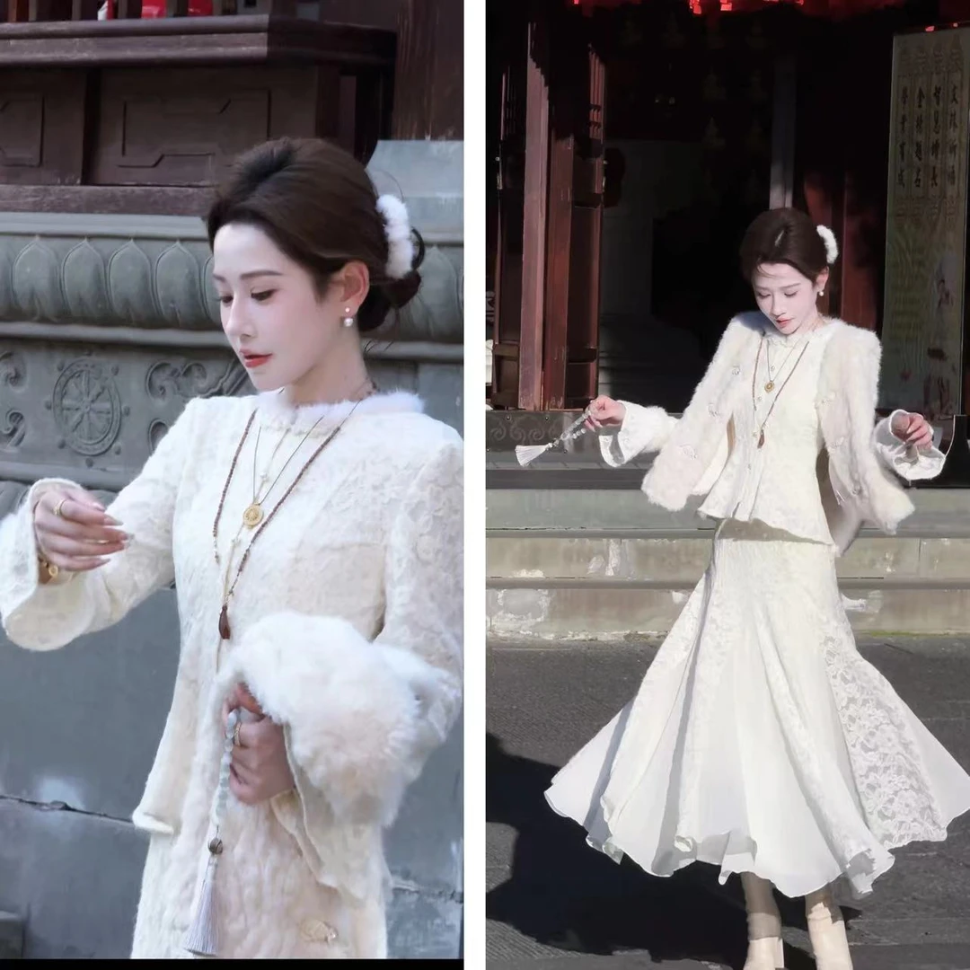 【婷婷】《长相思》 水貂蕾丝刺绣重工显瘦套装TT2SDTY2587