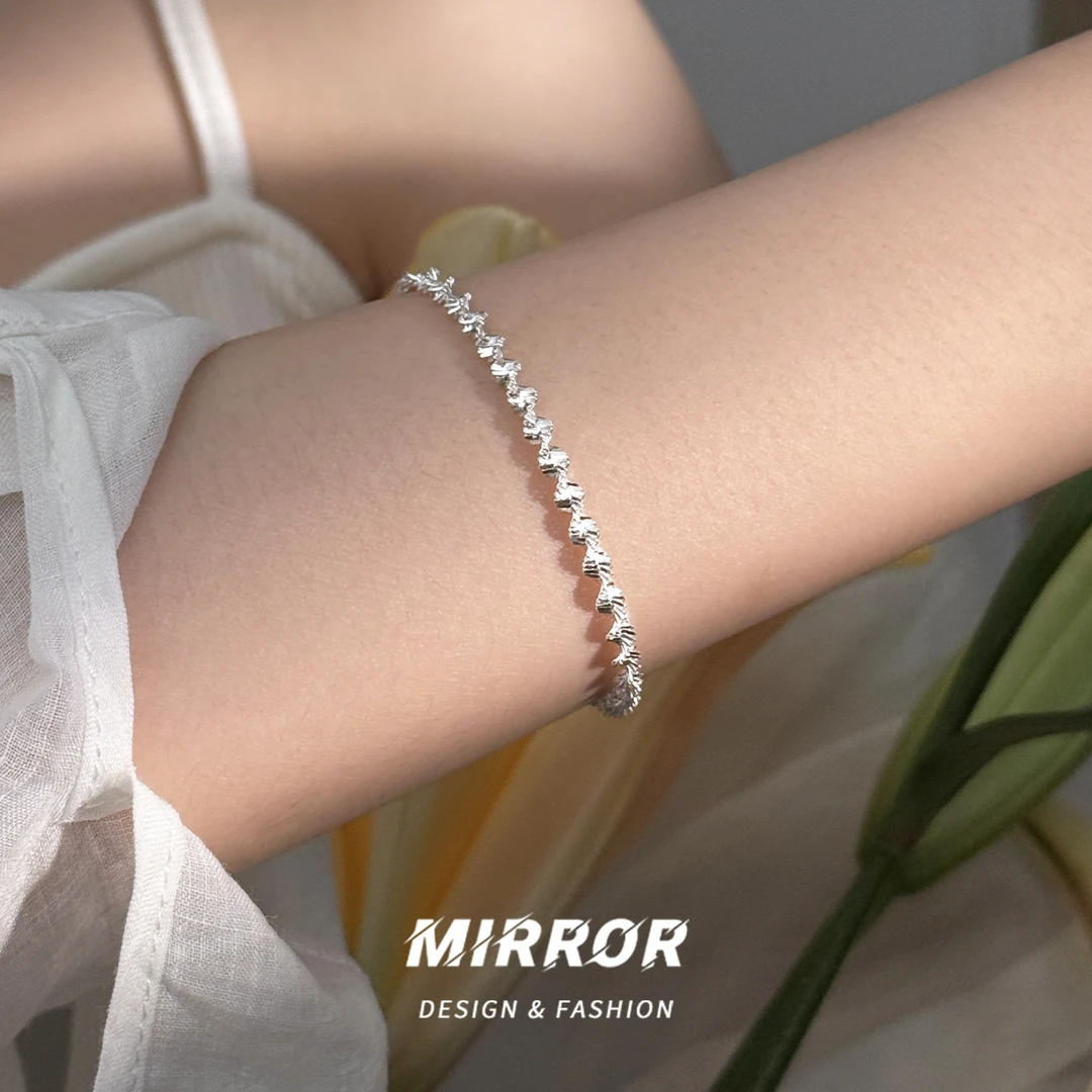 小麋人 925银手链 CS4478意大利手工水波手链女手环手饰个性百搭