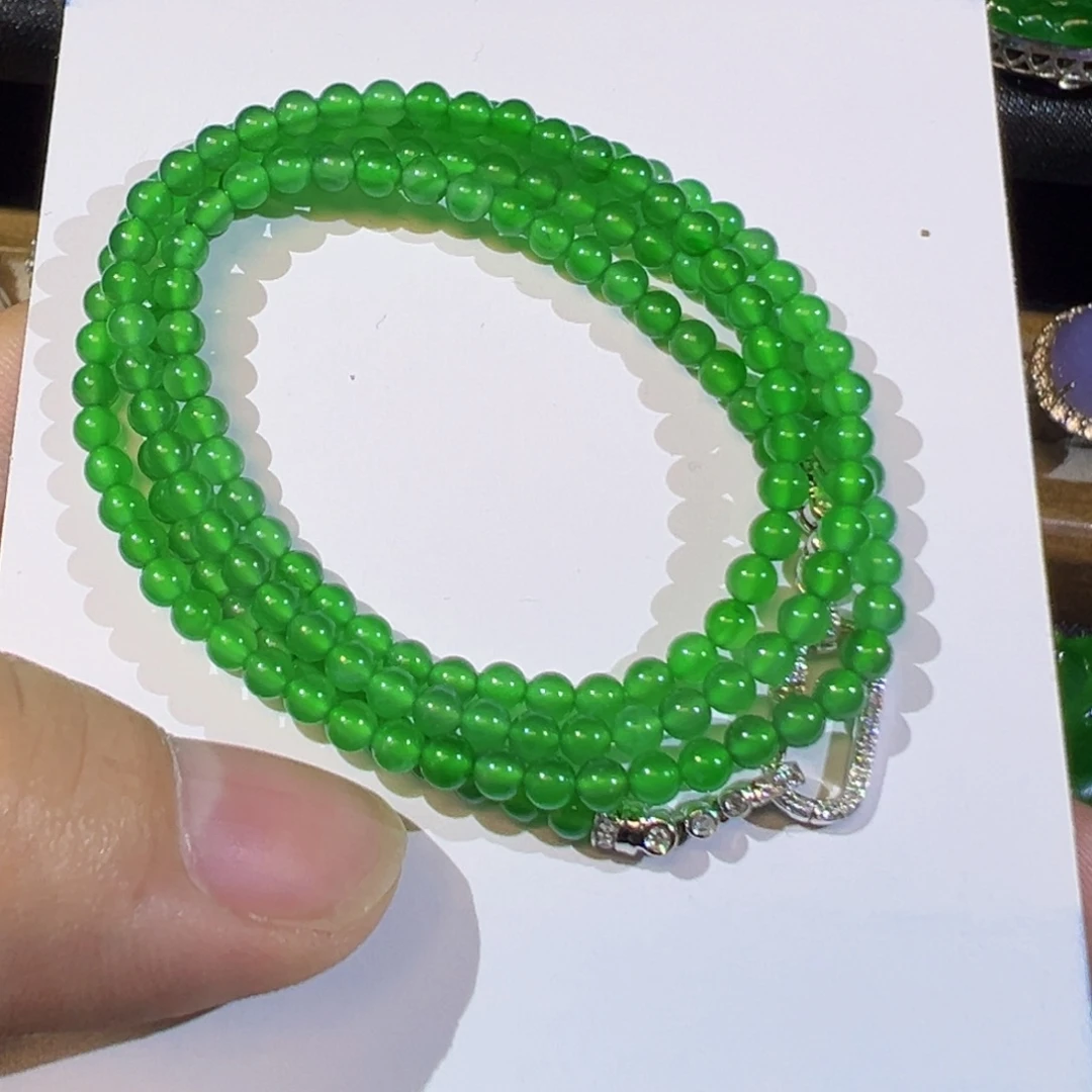 颈饰18K金镶嵌翡翠缅甸翡翠