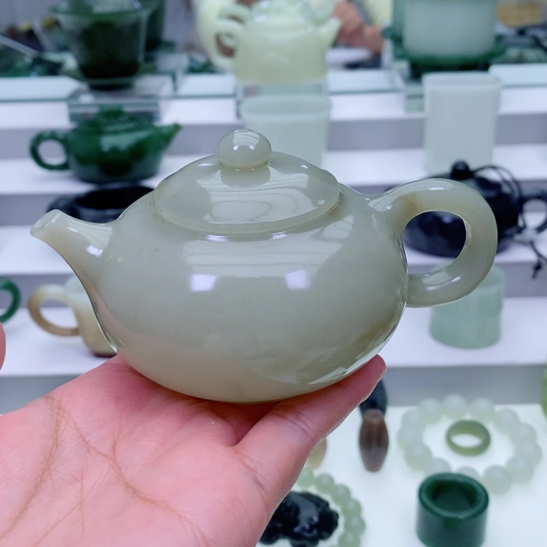 和田玉未镶嵌摆件茶壶