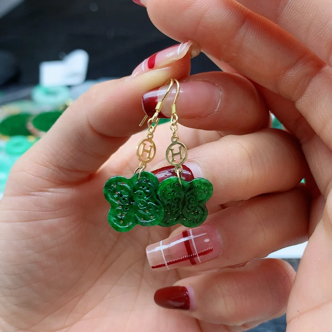 【闪购商品】翡翠耳饰银S925镶嵌，