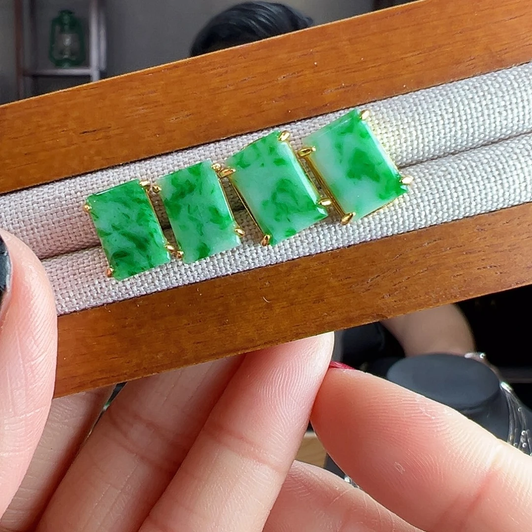 翡翠银S925镶嵌耳饰耳环多样性发货一副