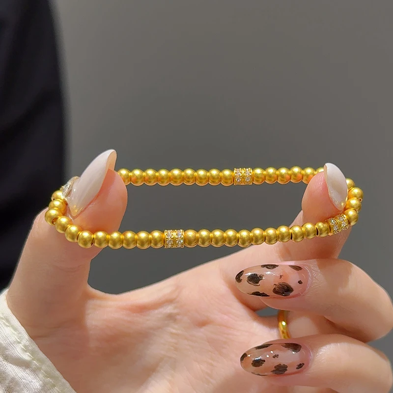 海上罗孚黄金跑环金珠手链女新款999足金四美手串生日礼物送女友