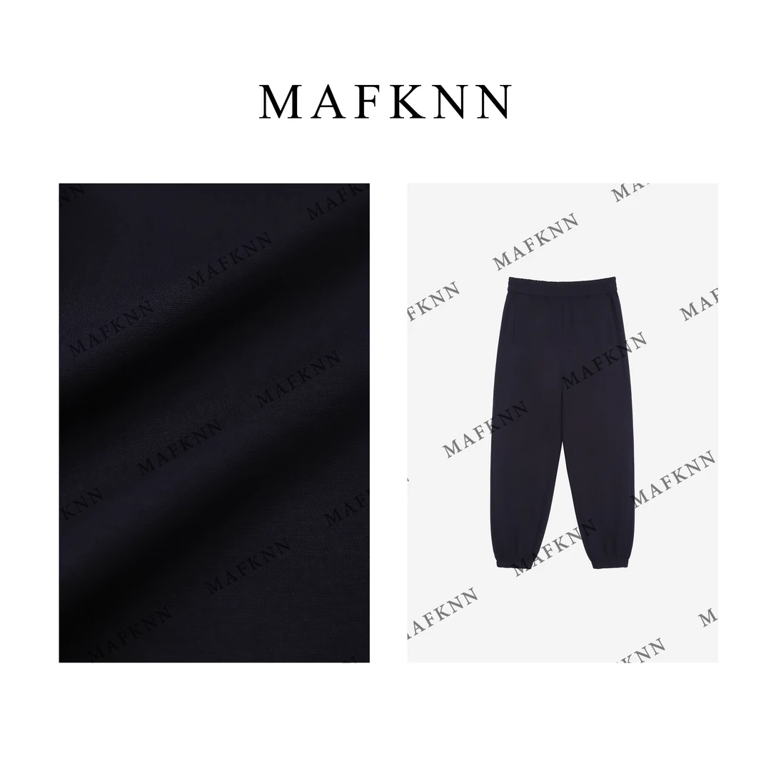 MAFKNN/玛肯时尚休闲简约女装纯色百搭舒适松紧腰休闲裤MK11749