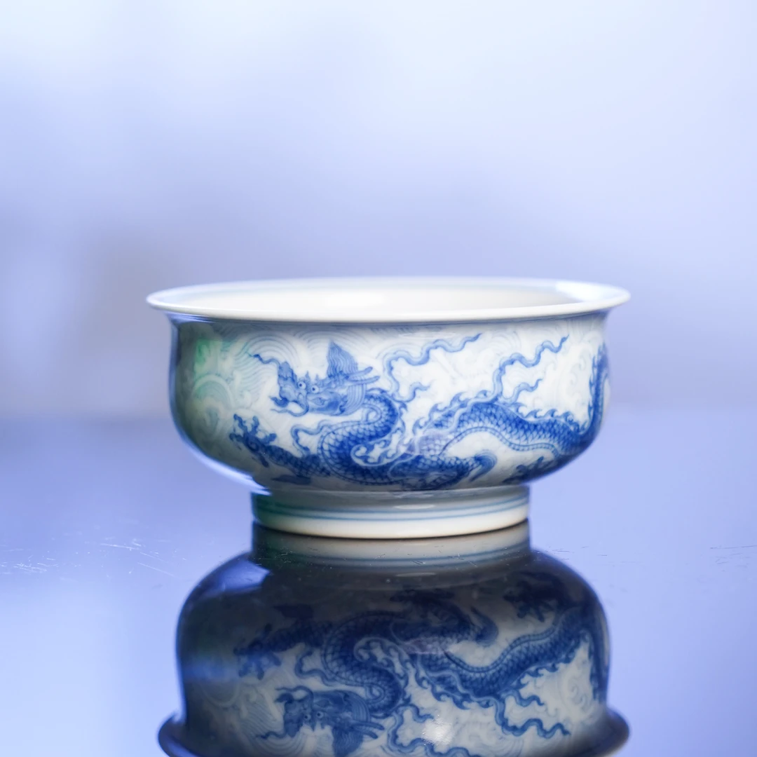 望月怀古  海水三龙炉式杯  陶瓷纯手工主人杯手绘全手工WYHG015
