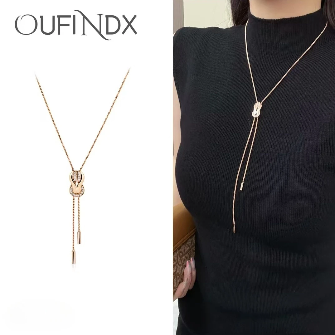 铜合金项链 《货号9487》法式轻奢时尚马蹄抽拉项链