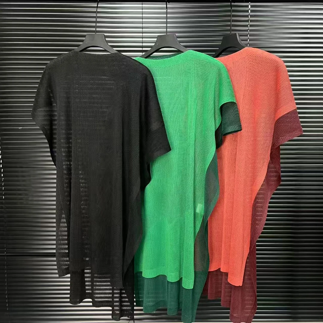 YCYCYC高级褶皱百搭镂空中长款上衣