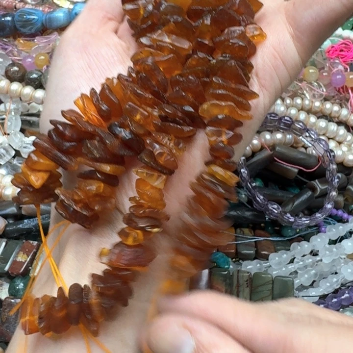 合金玛瑙/玉髓珠宝半成品一条12x18mm琥珀蜜蜡