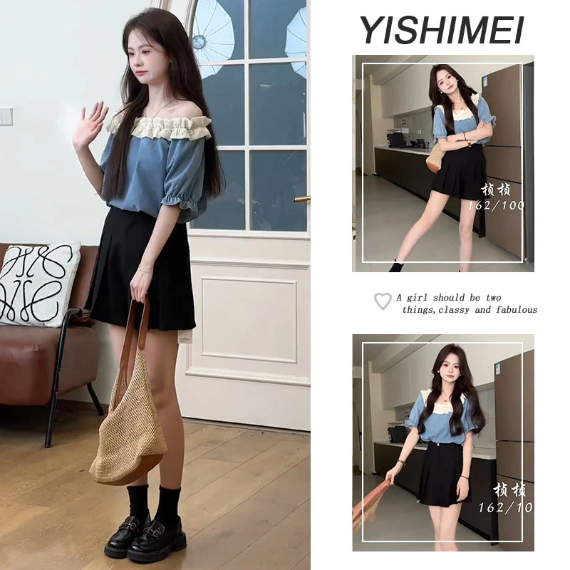 2025夏季穿搭一整套女新款韩版洋气减龄上衣高腰显瘦短裙两件套装