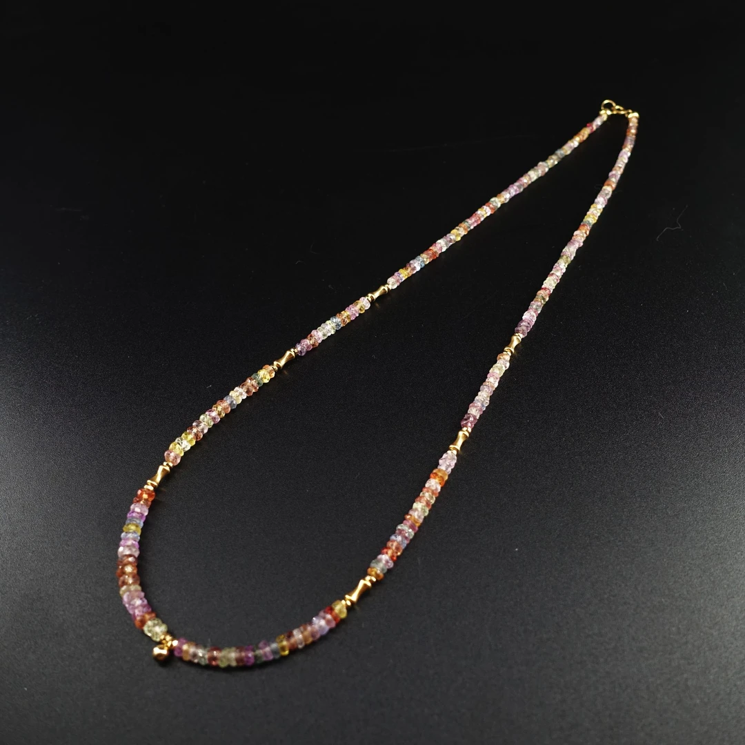 JUSTARRY【1201】18k天然蓝宝石糖果切角锁骨项链（定位扣非18k金）