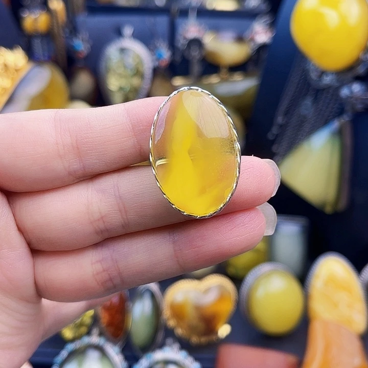 琥珀银S925镶嵌裸石