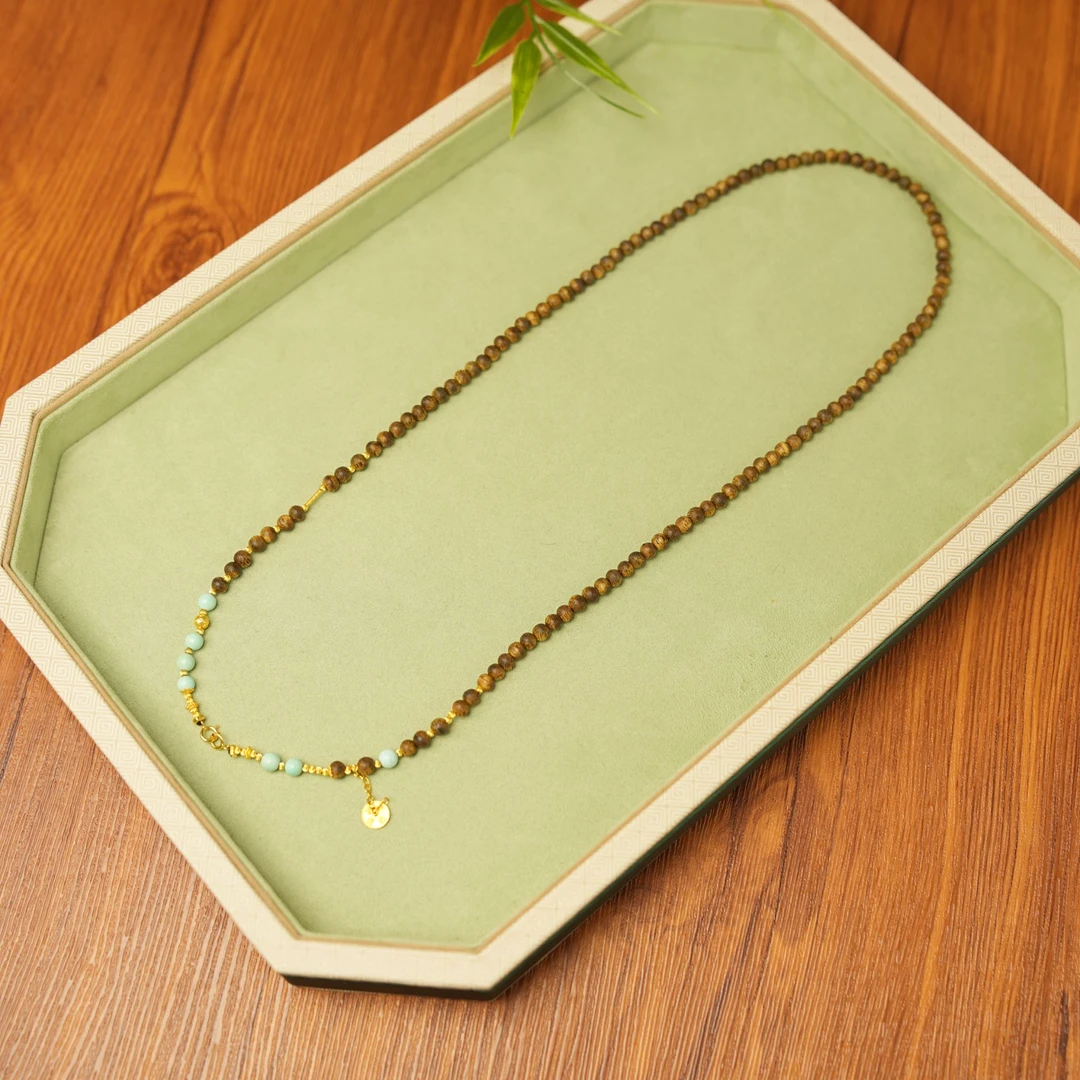 【定格绿松】绿松沉香项链*18k金镶嵌双口头设计58cm