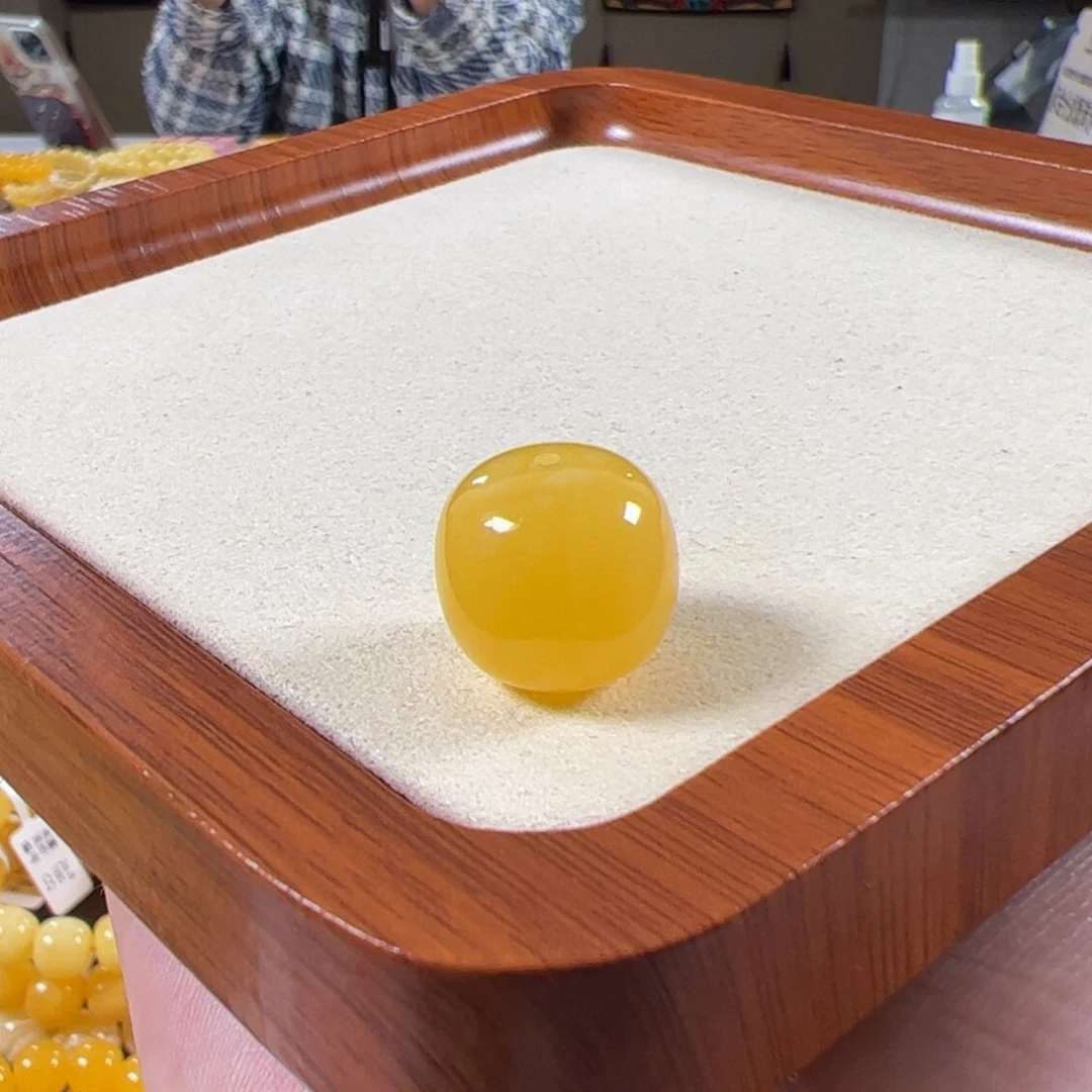 裸石蜜蜡未镶嵌16.4mm焦皮鸡油黄浓蜡老型单珠tt