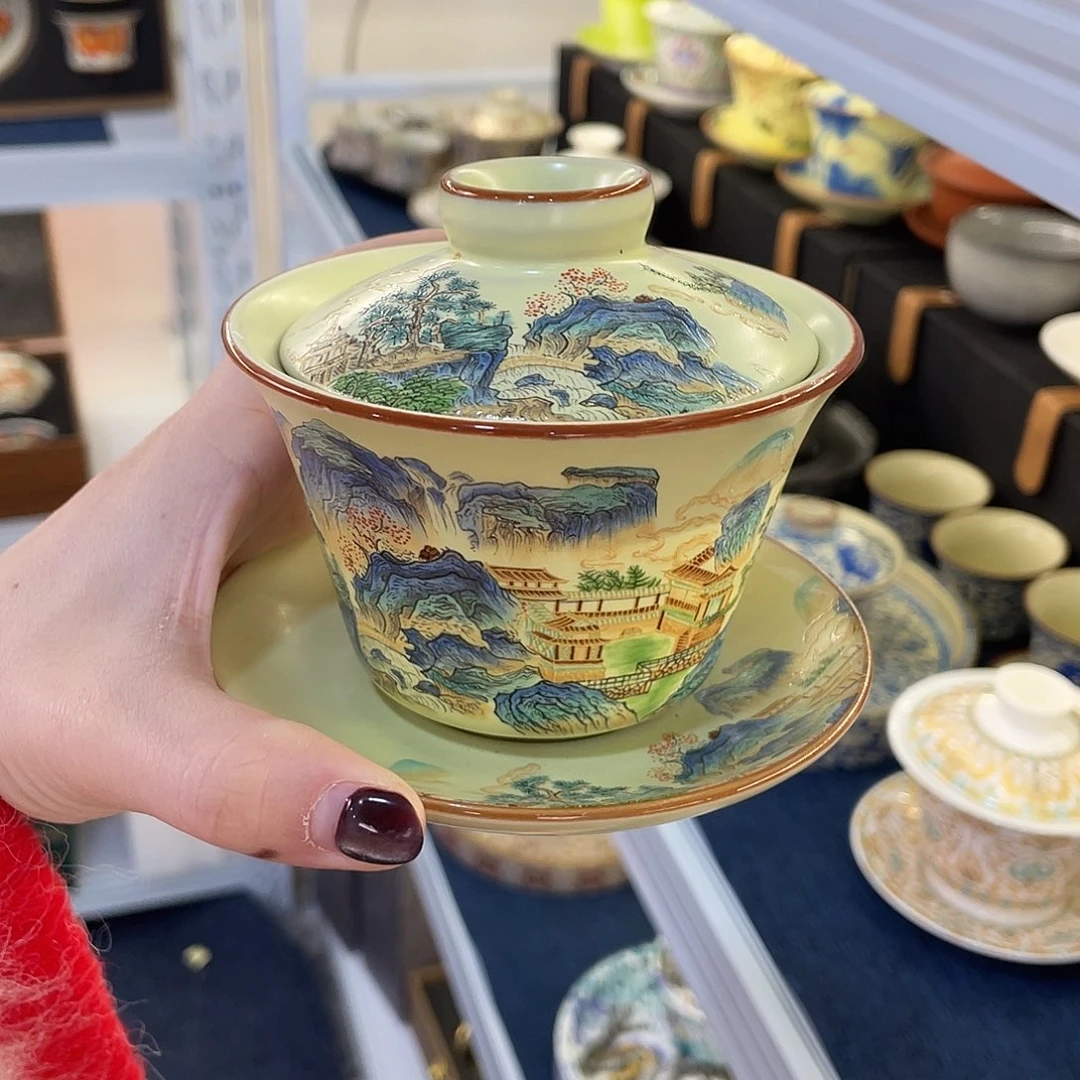 陶景德陶瓷盖碗茶具