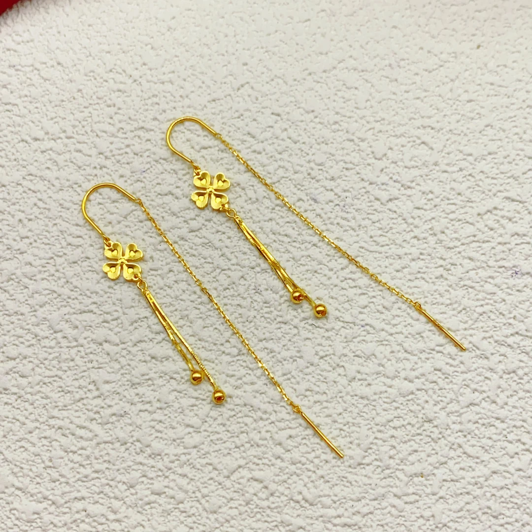 【木韵阁】足金999 5G黄金四叶草耳线气质精致百搭 2.34