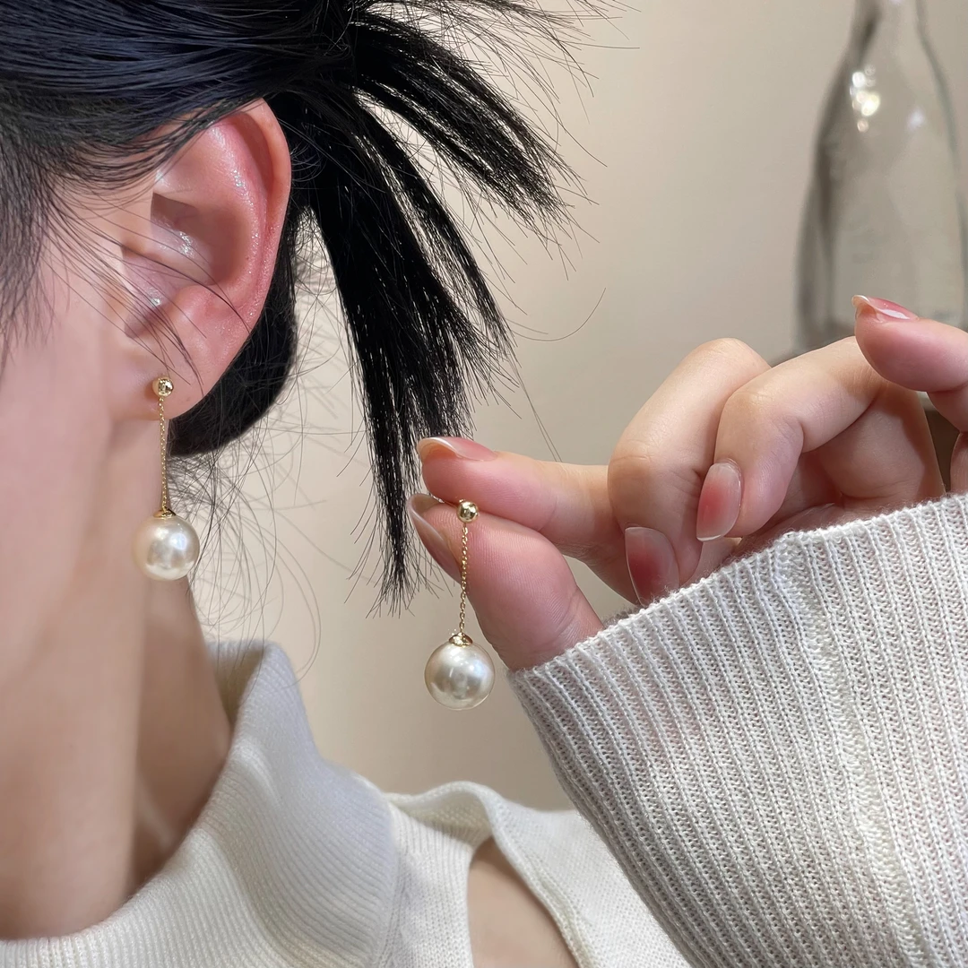 【澄意饰品】长款流苏吊坠珠珠耳钉法式气质简约百搭轻奢优雅-957