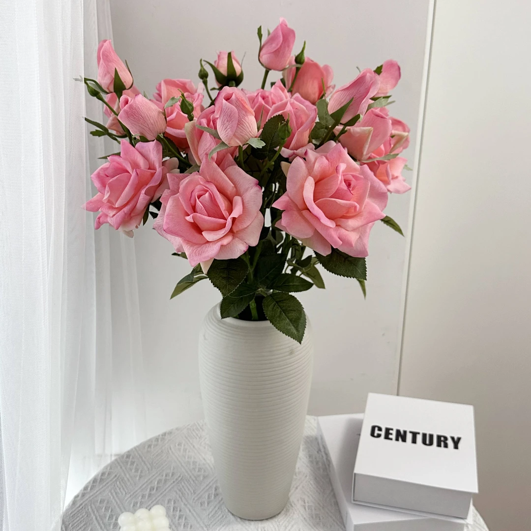 仿真花高级感逼真手感保湿玫瑰花假花礼物花束客厅摆件餐桌花高档