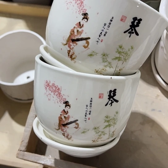 多肉绿植陶瓷花盆9.9包邮，有孔