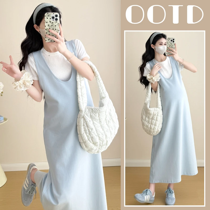 孕妇装夏装连衣裙夏季薄款韩版宽松套装中长款遮肚子显瘦时尚新品
