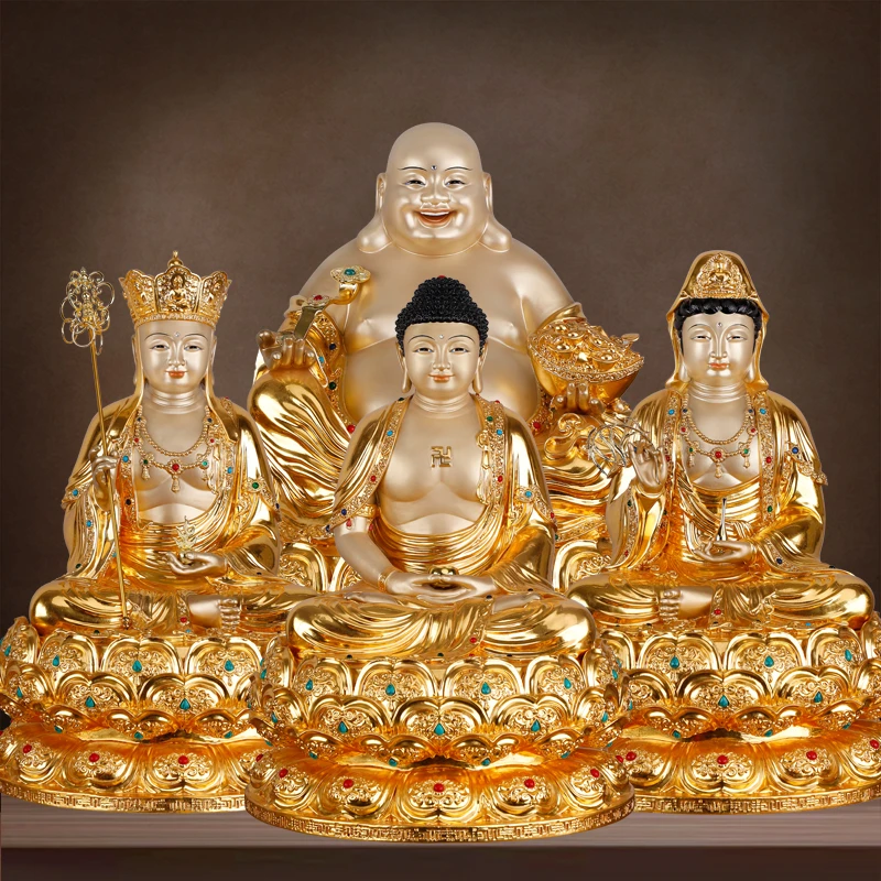 纯铜像娑婆三四圣释迦摩尼观世音地藏王笑佛弥勒佛菩萨尊者神佛像