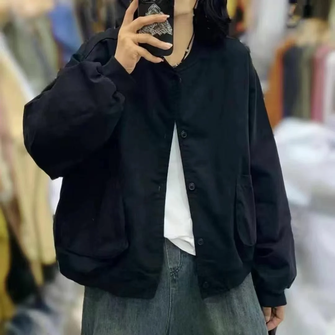 慵懒风工装外套女2025春款新款宽松设计感小众长袖夹克上衣棒球服