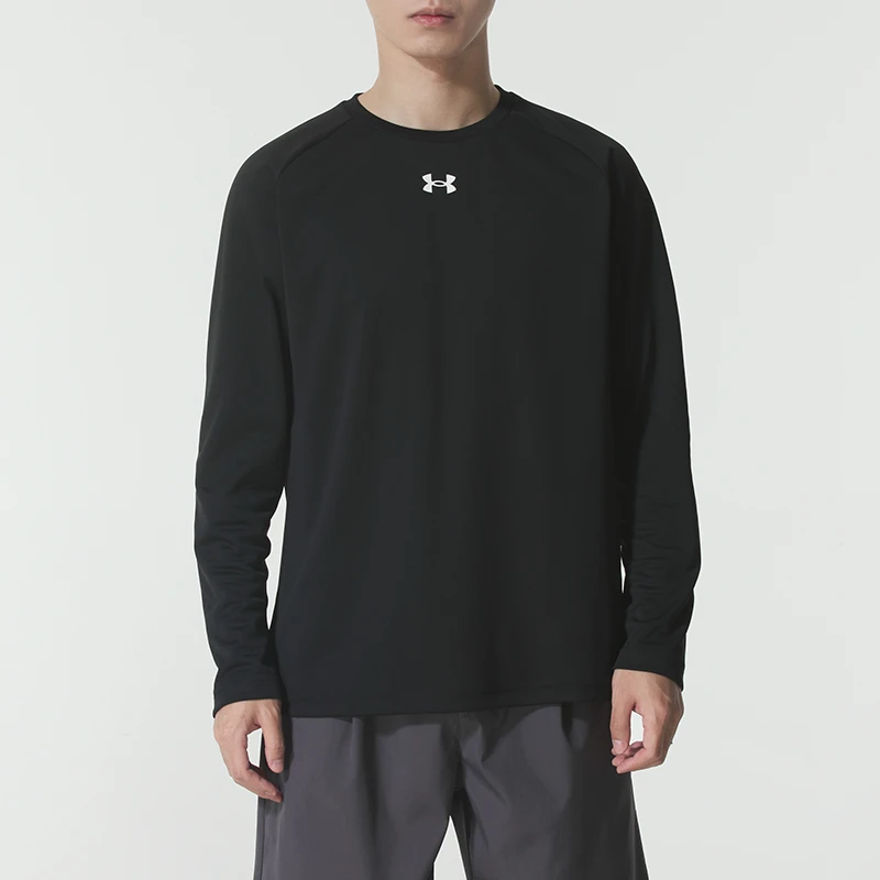 正品安德玛UA速干透气简约修身户外男女圆领针织套头衫长袖T恤302