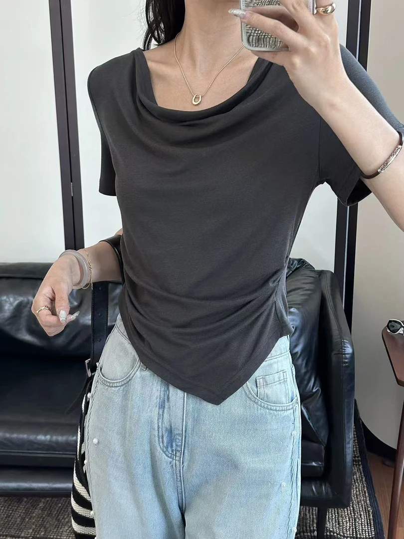 80天丝➕20超细绵羊毛 荡领收腰上衣～ 2479