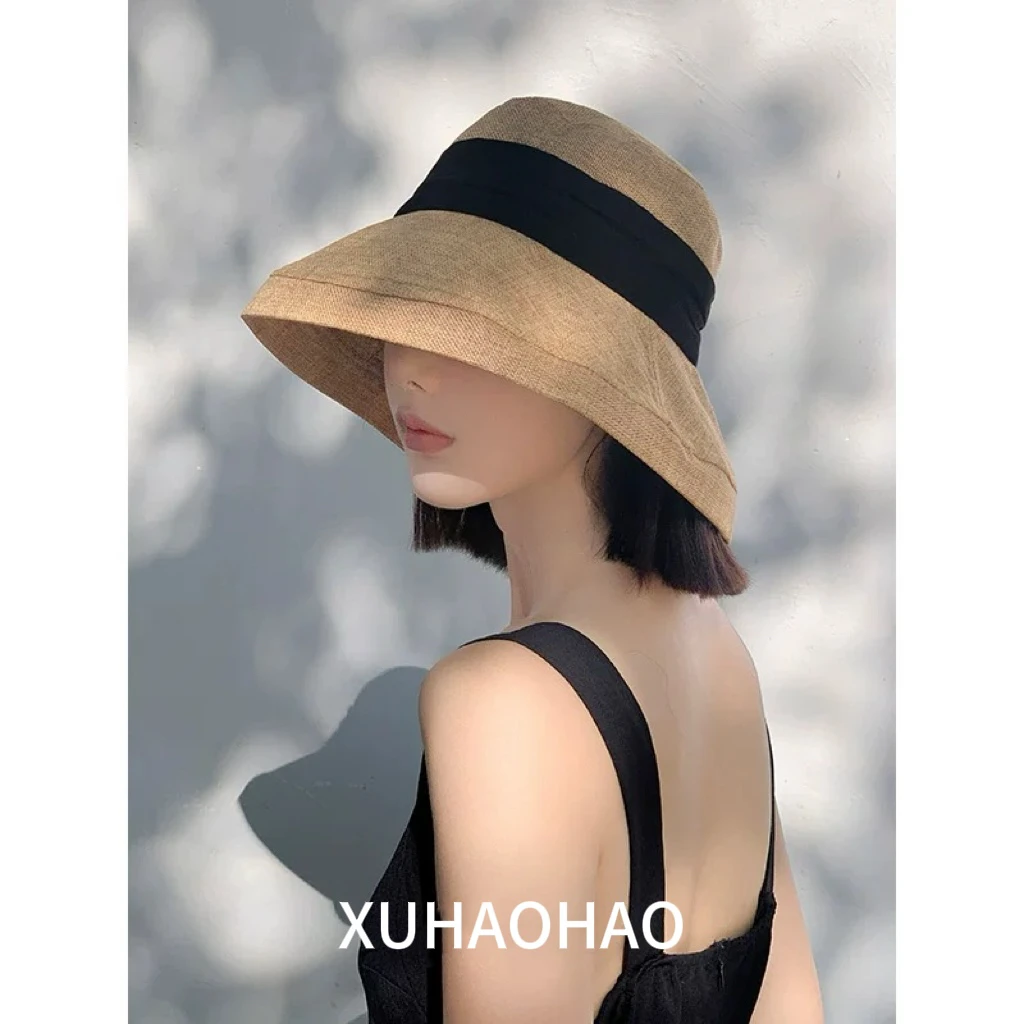 夏季夏季防紫外线遮脸帽子渔夫帽太阳帽日系遮脸百搭时尚沙滩帽