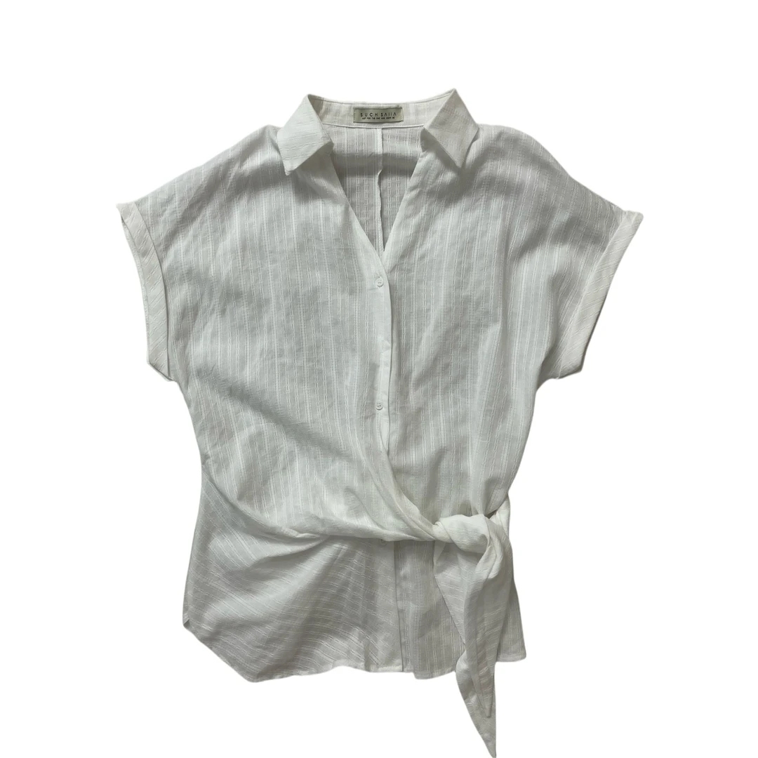 侧边系带短袖衬衫