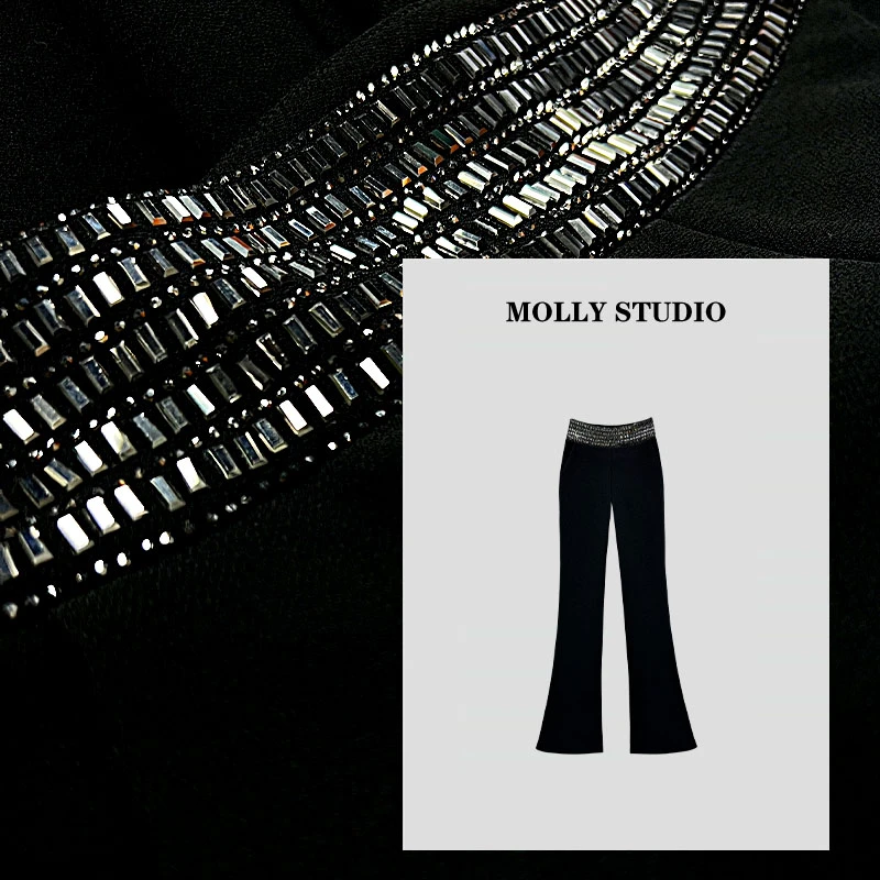 【心动赴约】Molly 时尚气质轻奢高腰显瘦微喇 加绒 裤子 M2025856