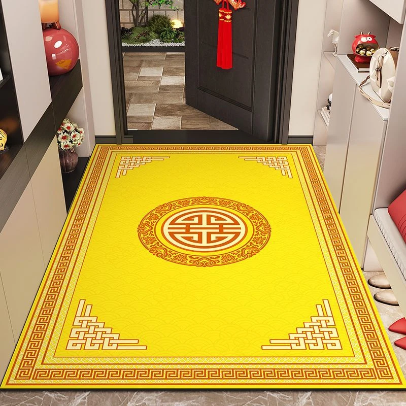 中式金色葫芦地垫入户门进门口防滑脚垫家用风水门垫子黄色地毯