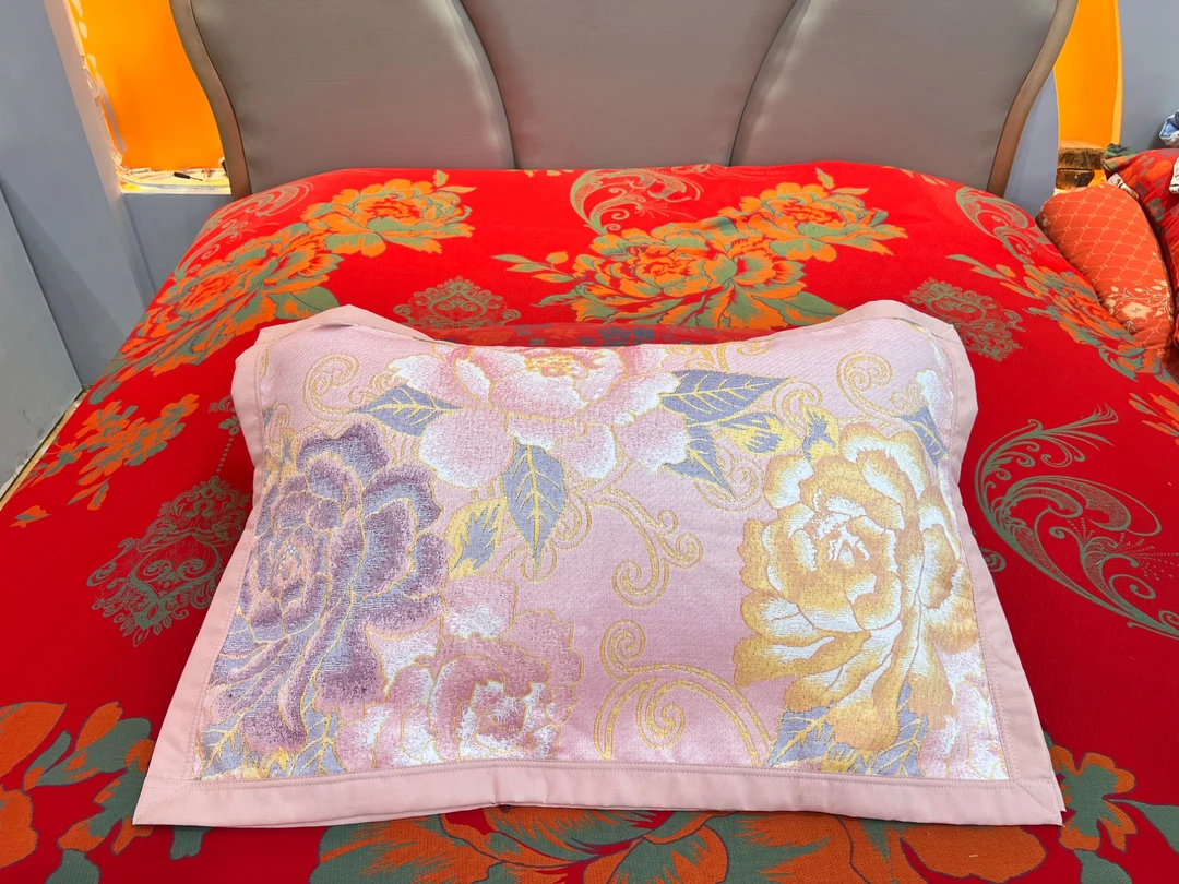 梦幻牡丹 物语枕巾一对 52*78尺寸带绑带