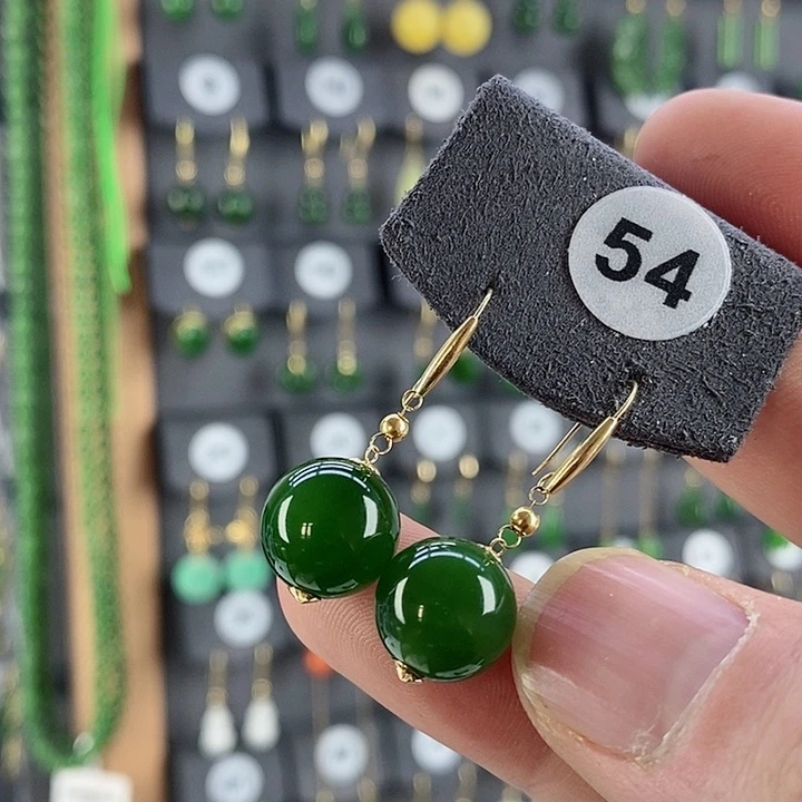 和田玉耳饰18K金镶嵌