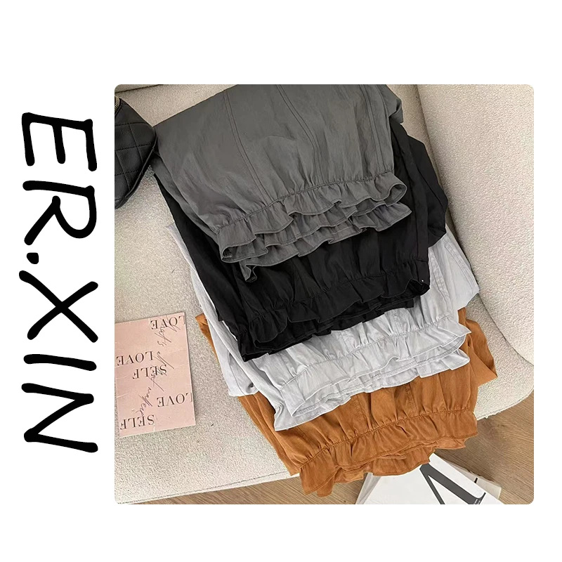 ER.XIN-'海棠肌理裤‘’夏季凉凉透气脚口设计款 九分休闲百搭裤子