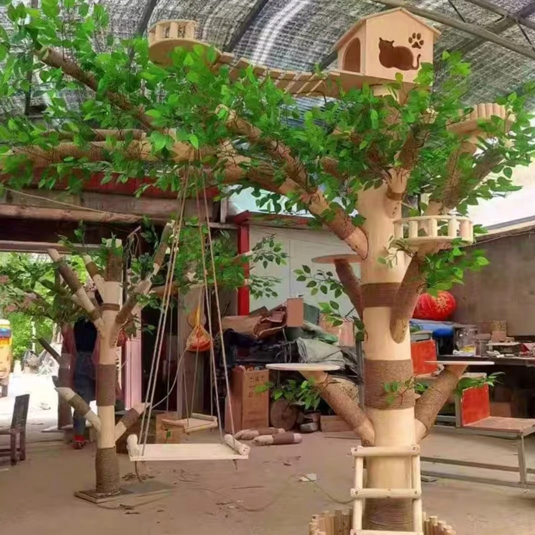 【全实木猫爬架】猫窝一体猫玩具猫抓板逗猫猫咪攀爬架猫树屋落地试