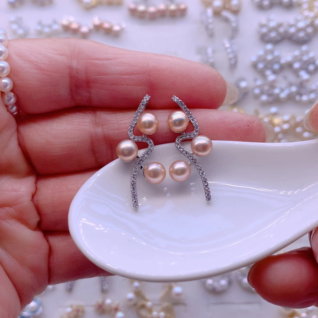 合金淡水珍珠耳饰