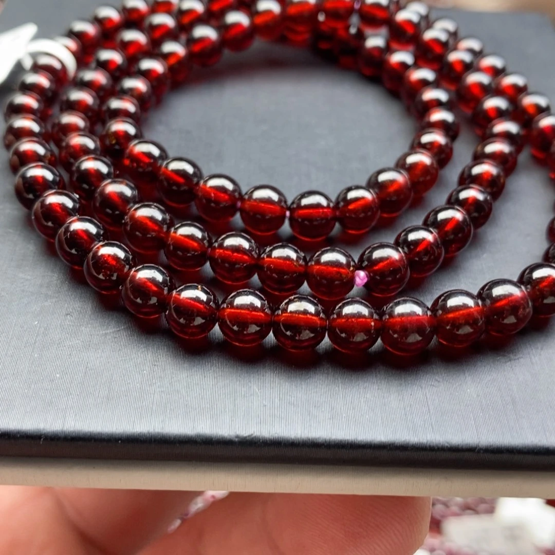 石榴石未镶嵌手链6mm正红色