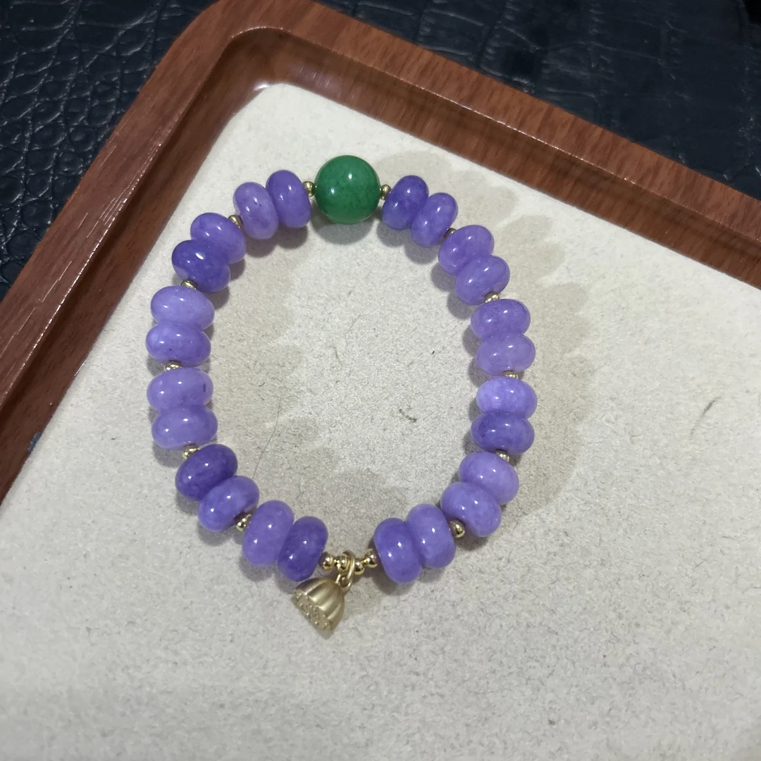 翡翠紫色算盘珠手链153