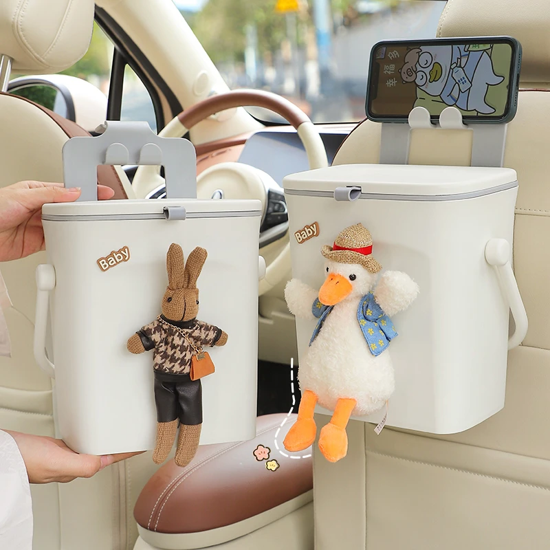 车载垃圾桶车内座椅后背卡通功能汽车通用挂式储物收纳桶女